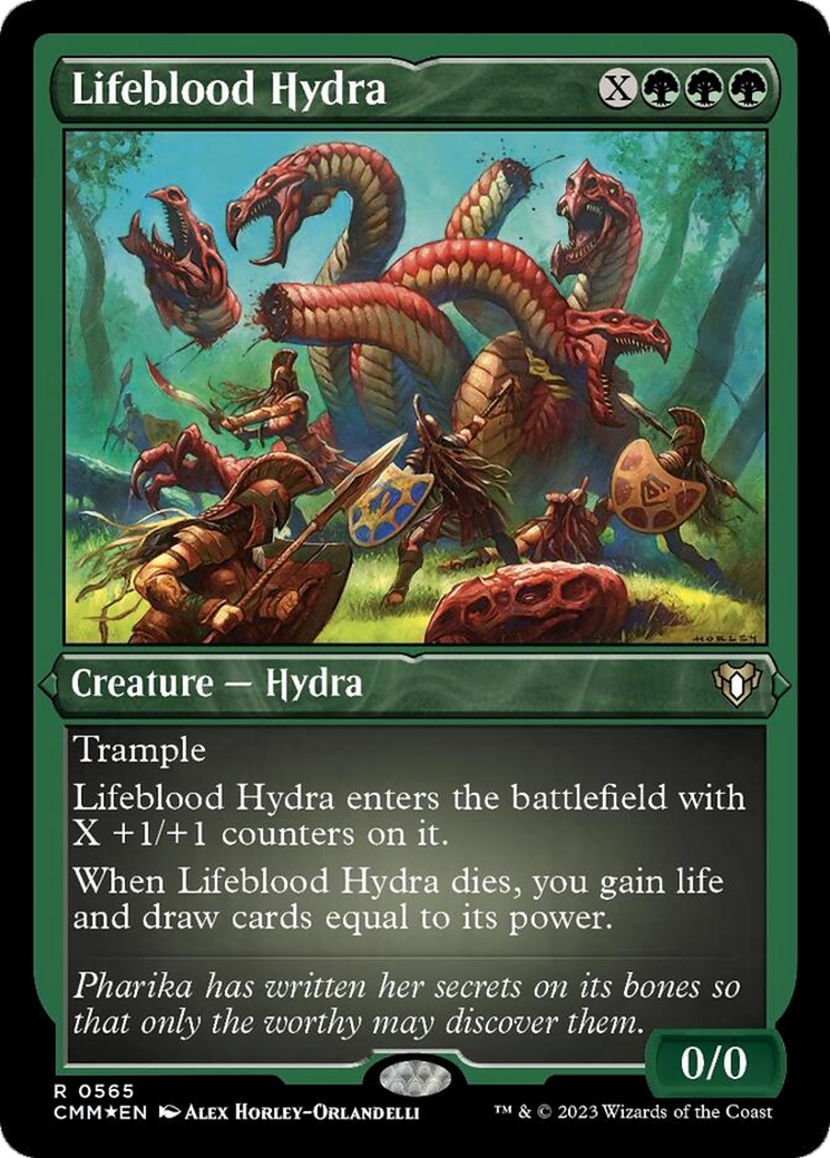 Lifeblood Hydra (Foil Etched) [Commander Masters] | GrognardGamesBatavia