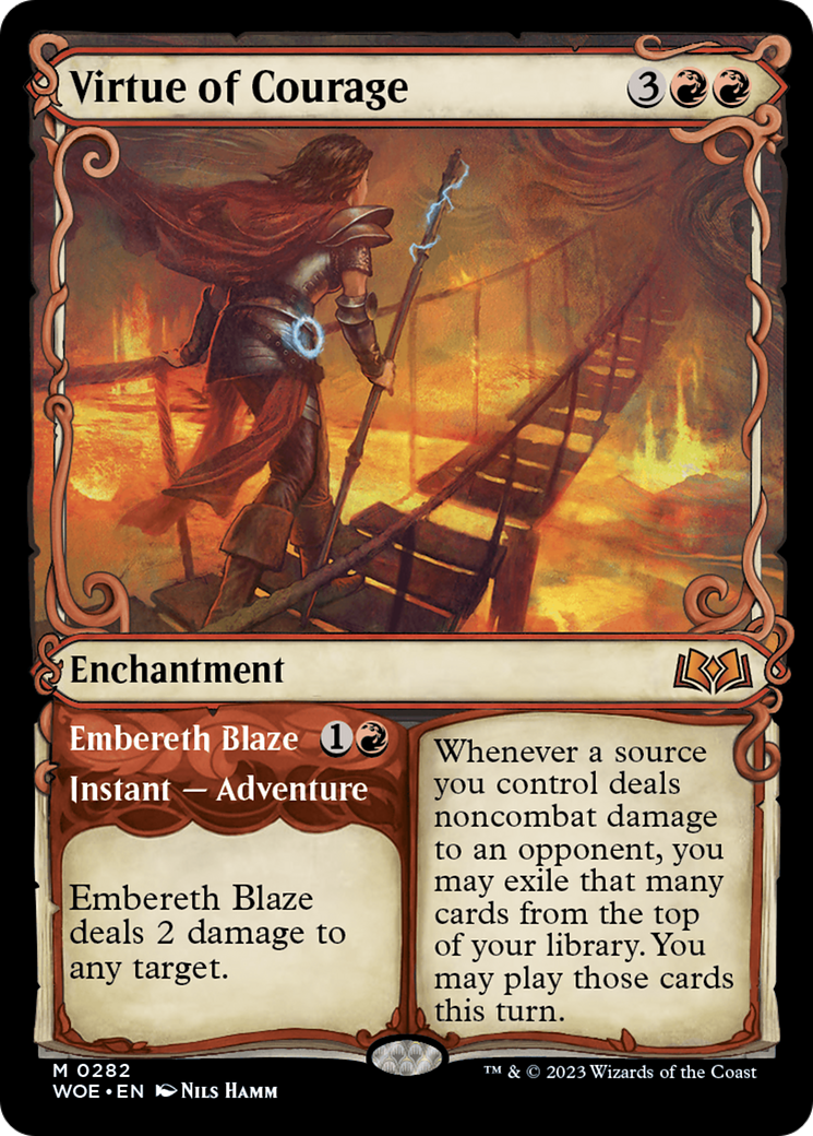 Virtue of Courage // Embereth Blaze (Showcase) [Wilds of Eldraine] | GrognardGamesBatavia