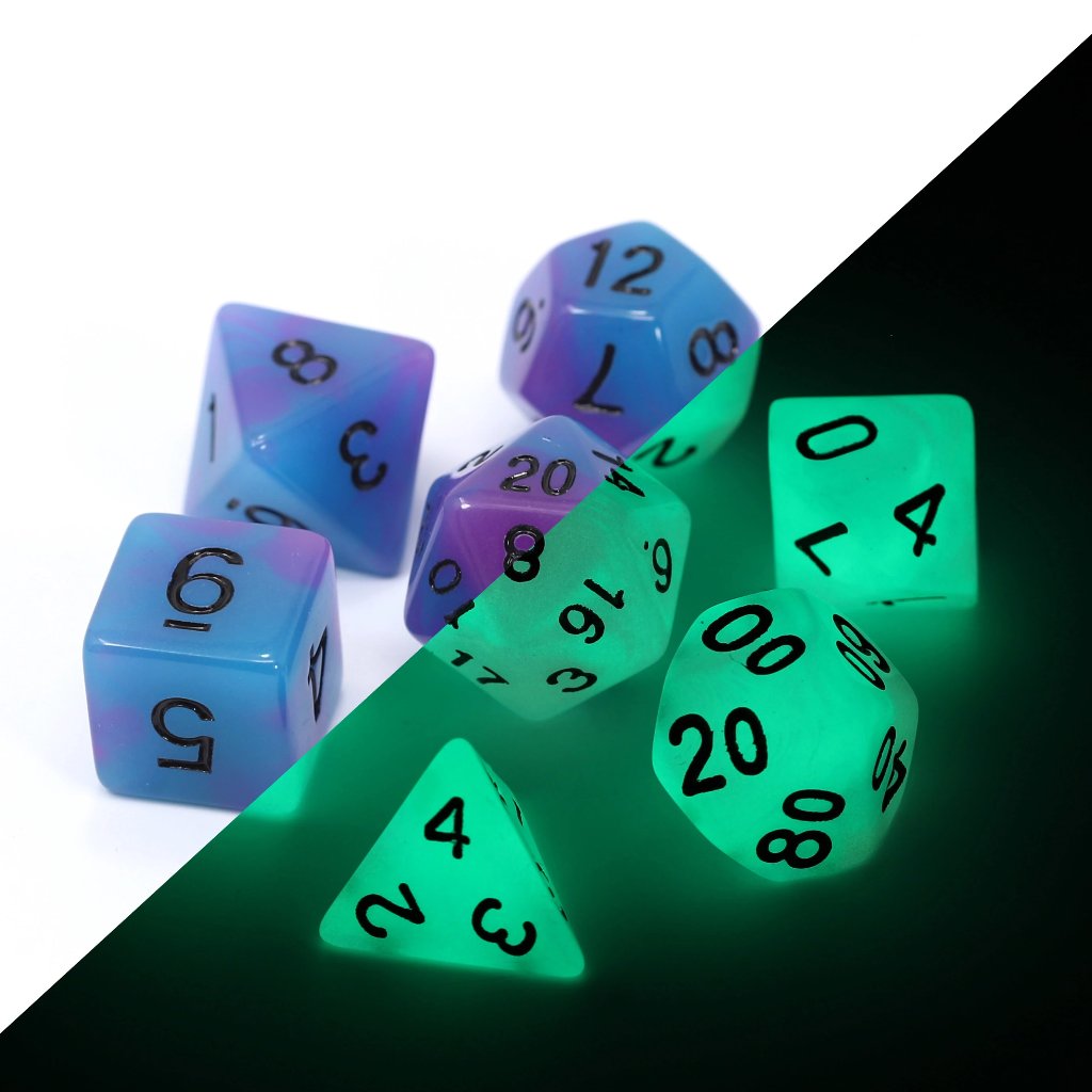 7pc RPG Set - Glow-in-the-Dark - Eldritch Blast | GrognardGamesBatavia