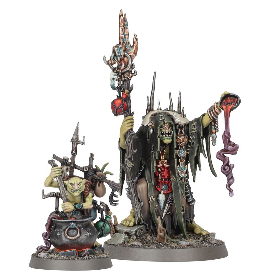 Orruk Warclans Swampcalla Shaman with Pot-grot | GrognardGamesBatavia