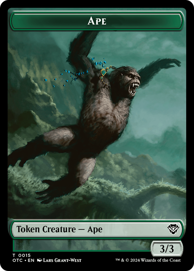 Ape // Shark Double-Sided Token [Outlaws of Thunder Junction Commander Tokens] | GrognardGamesBatavia