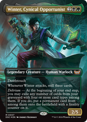 Winter, Cynical Opportunist (Borderless) [Duskmourn: House of Horror Commander] | GrognardGamesBatavia