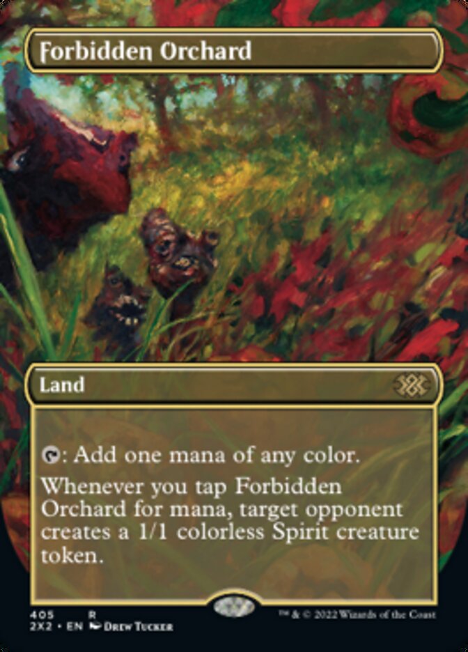 Forbidden Orchard (Borderless Alternate Art) [Double Masters 2022] | GrognardGamesBatavia