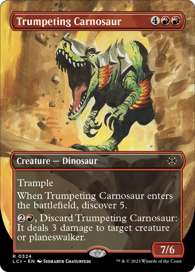 Trumpeting Carnosaur (Borderless) [The Lost Caverns of Ixalan] | GrognardGamesBatavia