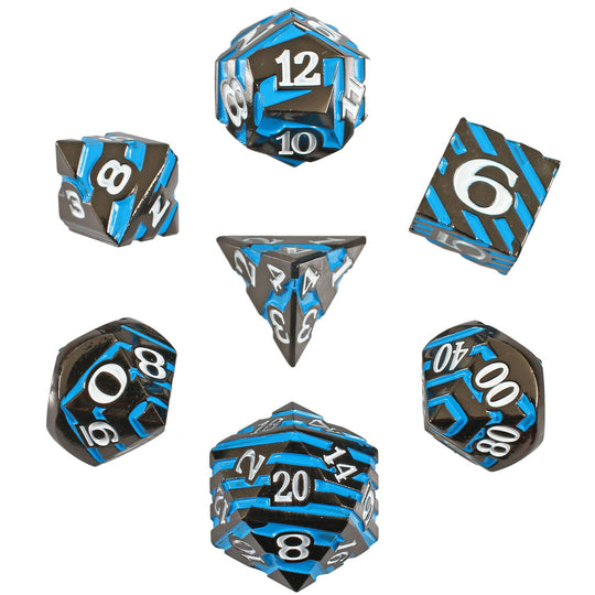 Forged Gaming Banded Blue Oblivion Metal Dice Set | GrognardGamesBatavia