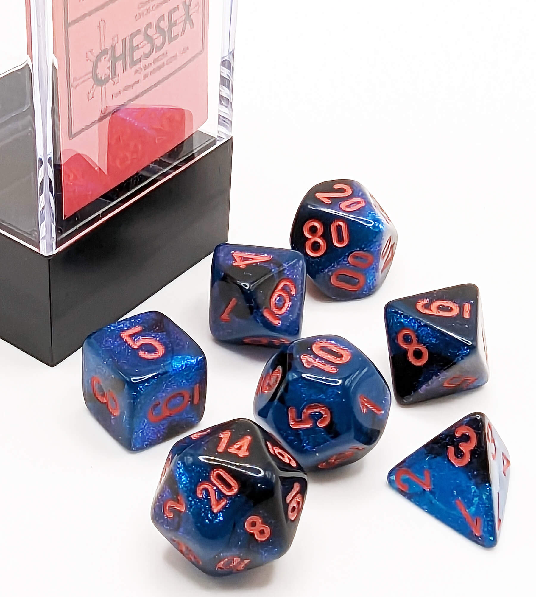 CHX20658 Mini Dice Gemini Black-Starlight/Red | GrognardGamesBatavia