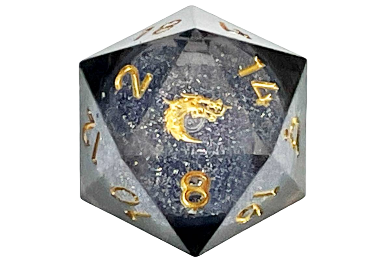 Old School Sharp Edged 35mm D20: Liquid Infused - Obsidian Fury | GrognardGamesBatavia