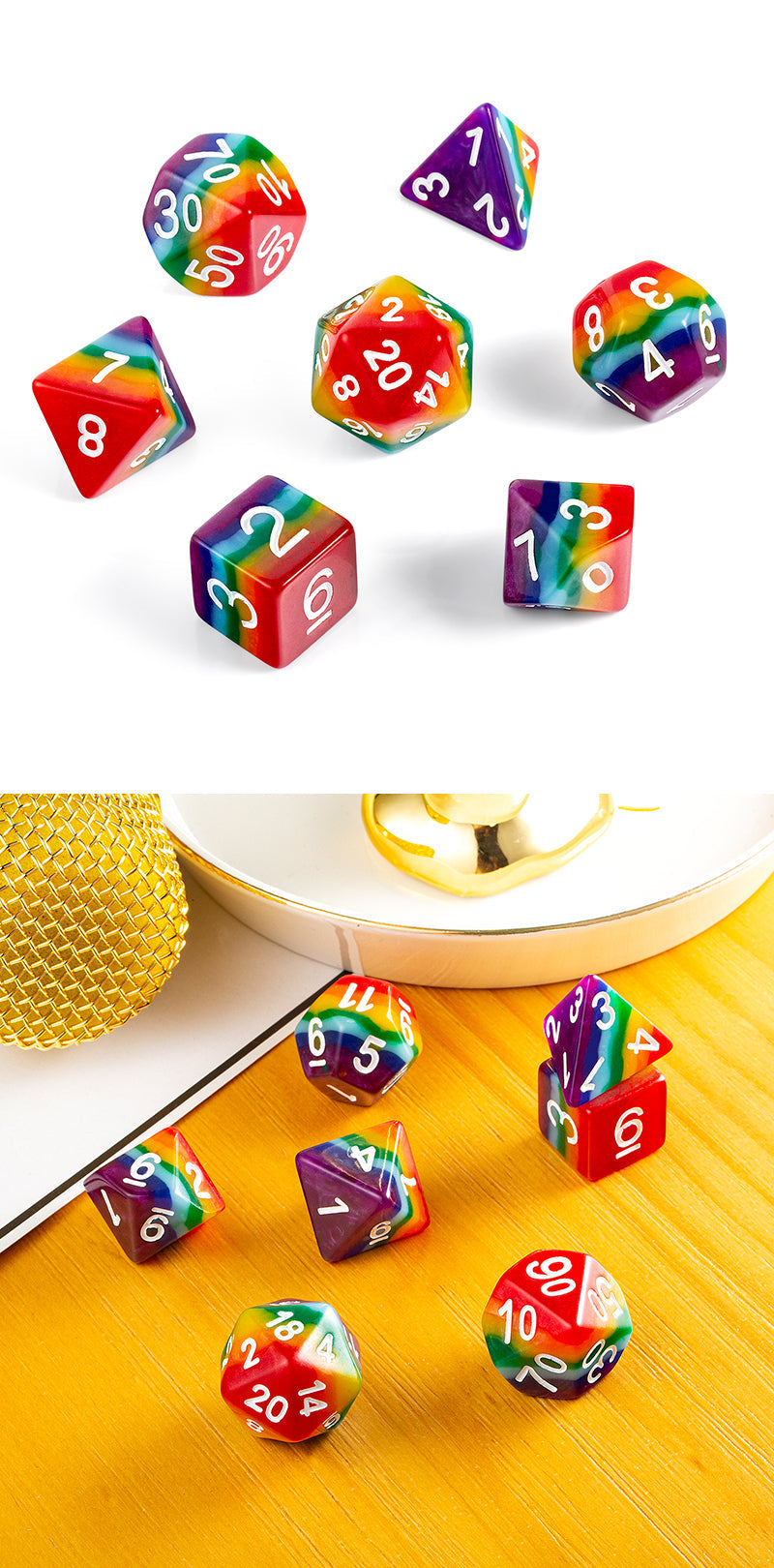 RESIN DICE SET (7PCS) [RAINBOW] | GrognardGamesBatavia