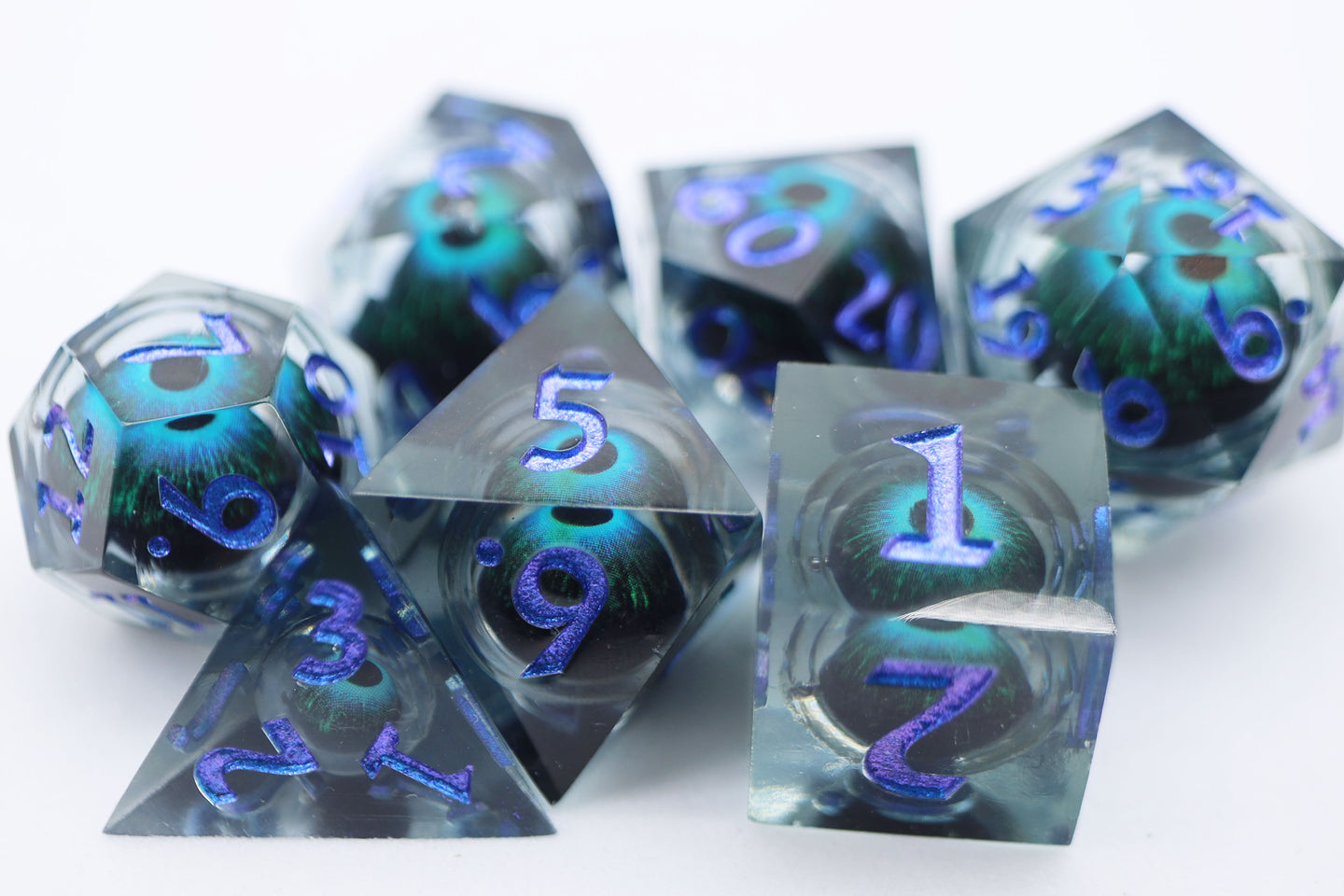 Sharp Edge Moving Eye RPG Dice Set - Blue Cyclops | GrognardGamesBatavia