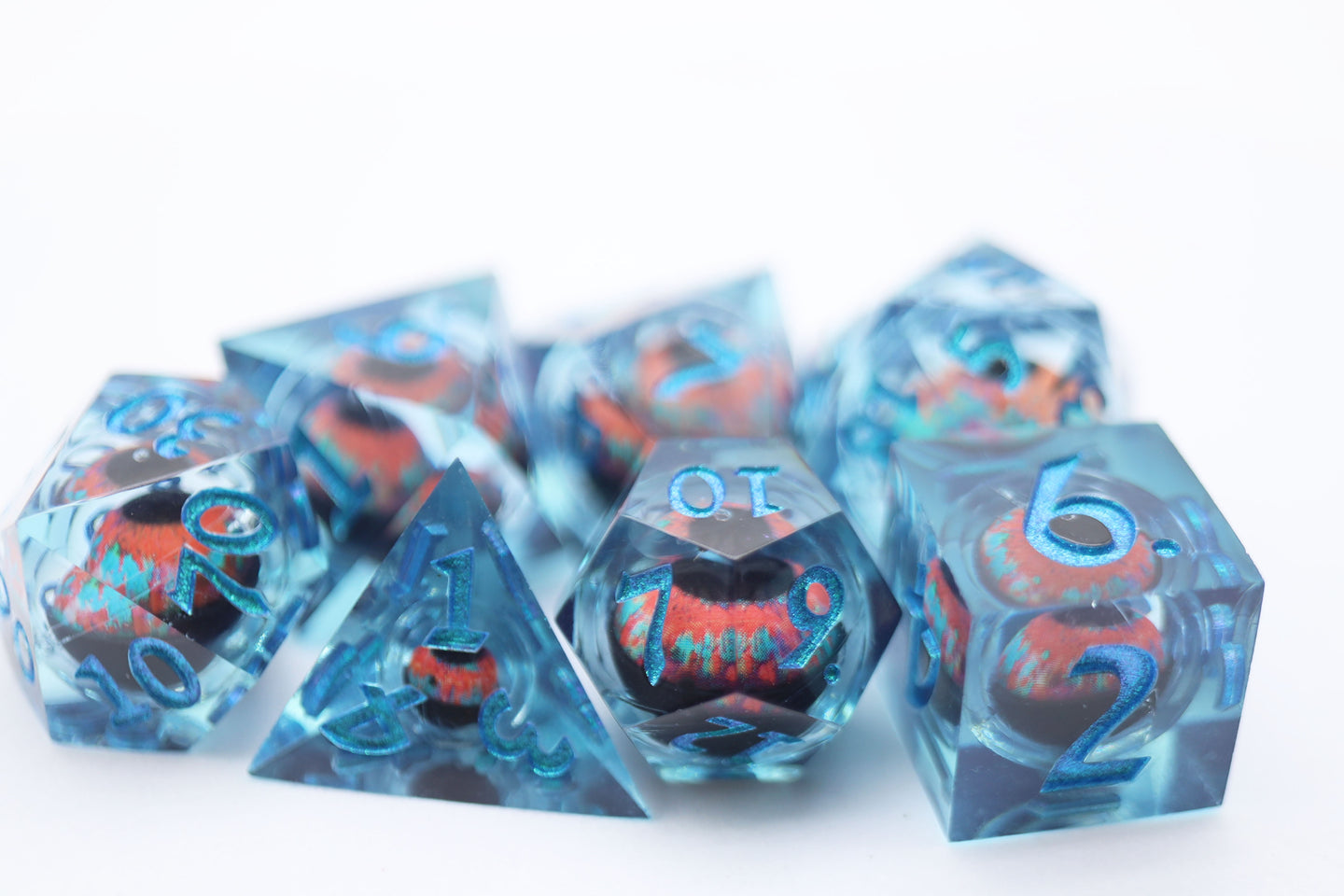 Sharp Edge Moving Eye RPG Dice Set - Teal Cyclops | GrognardGamesBatavia