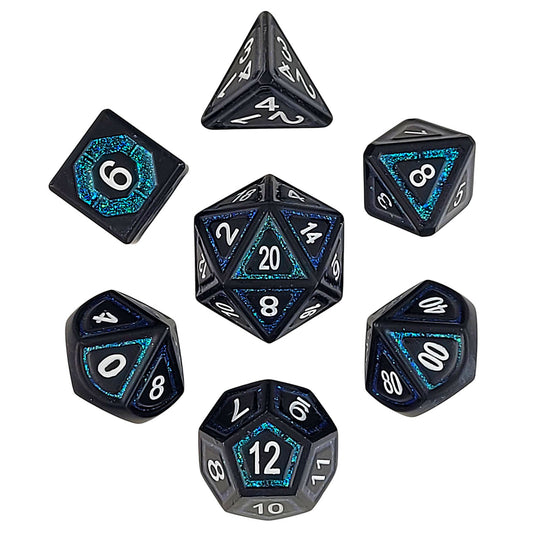 Forged Gaming Underdark Glimmer Teal Metal Dice Set | GrognardGamesBatavia