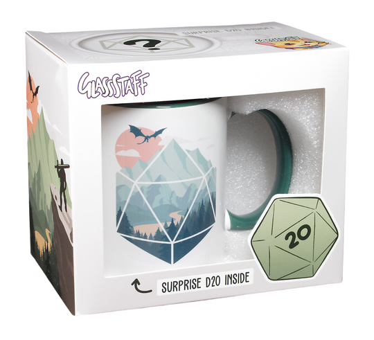 GlassStaff Coffee Mug with Surprise D20 | GrognardGamesBatavia