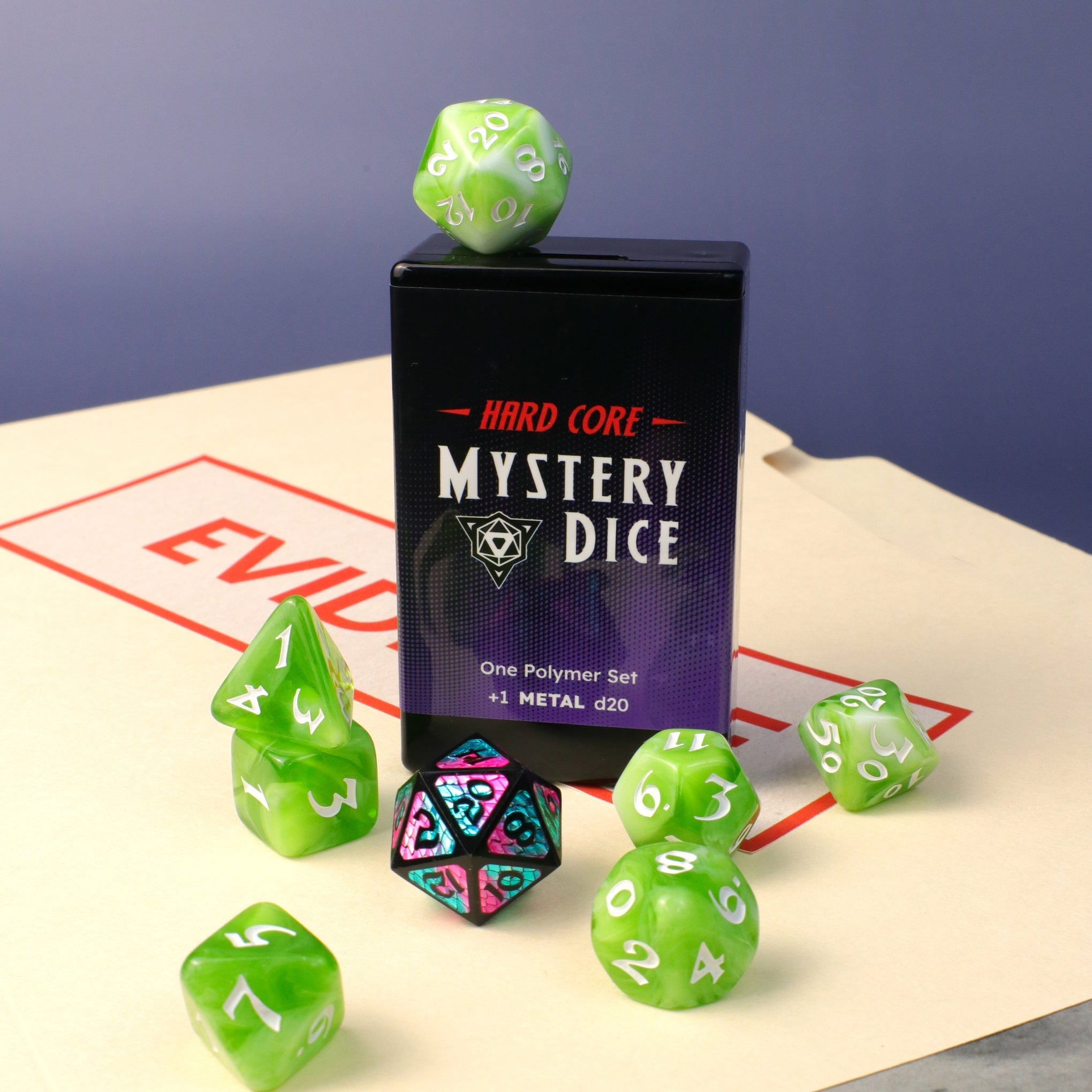 8pc RPG Set - Hard Core Mystery Dice | GrognardGamesBatavia