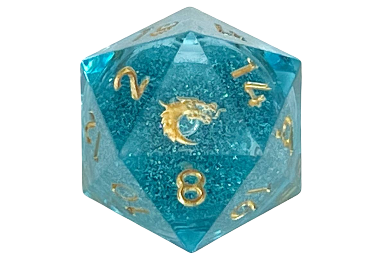 Old School Sharp Edged 35mm D20: Liquid Infused - Azure Fury | GrognardGamesBatavia