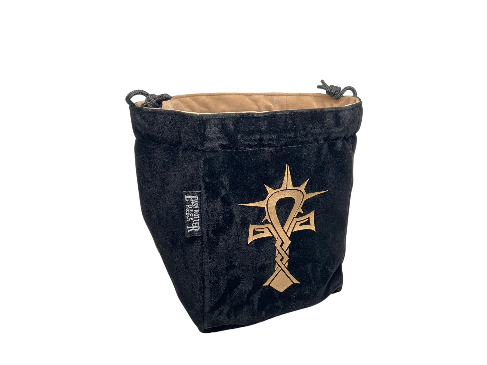 Easy Roller Dice - Reversible Microfiber Self-Standing Large Dice Bag - Celtic Limited Edition Black and Tan | GrognardGamesBatavia