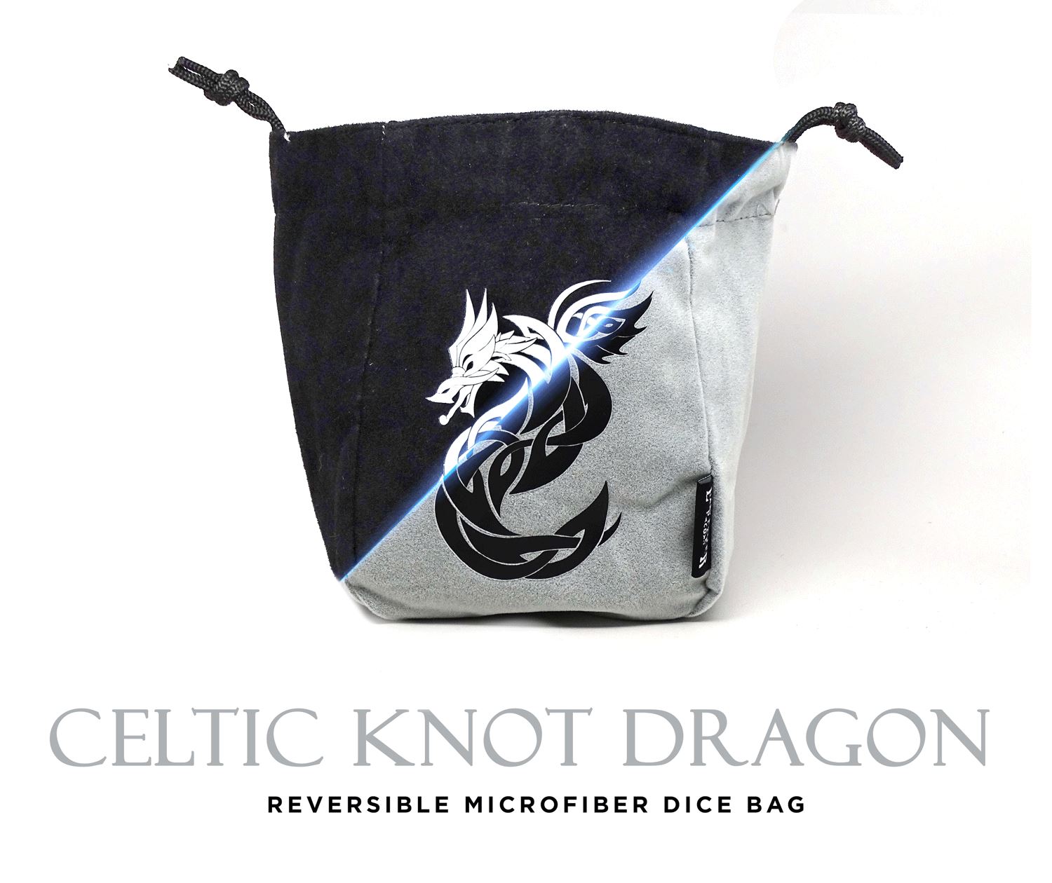 Easy Roller Dice - Reversible Microfiber Self-Standing Large Dice Bag - Celtic Knot Dragon | GrognardGamesBatavia