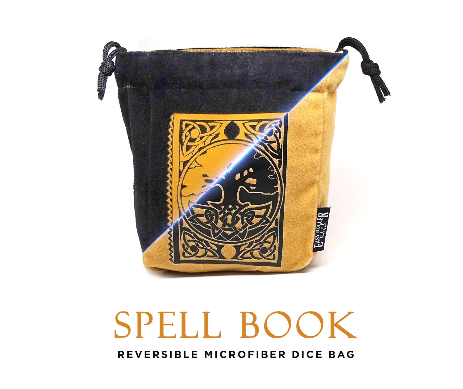 Easy Roller Dice - Reversible Microfiber Self-Standing Large Dice Bag - Spell Book | GrognardGamesBatavia