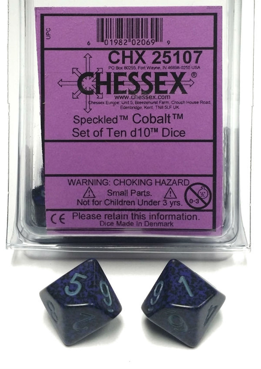 CHX 25107 Speckled Cobalt Set of Ten d10 Dice | GrognardGamesBatavia