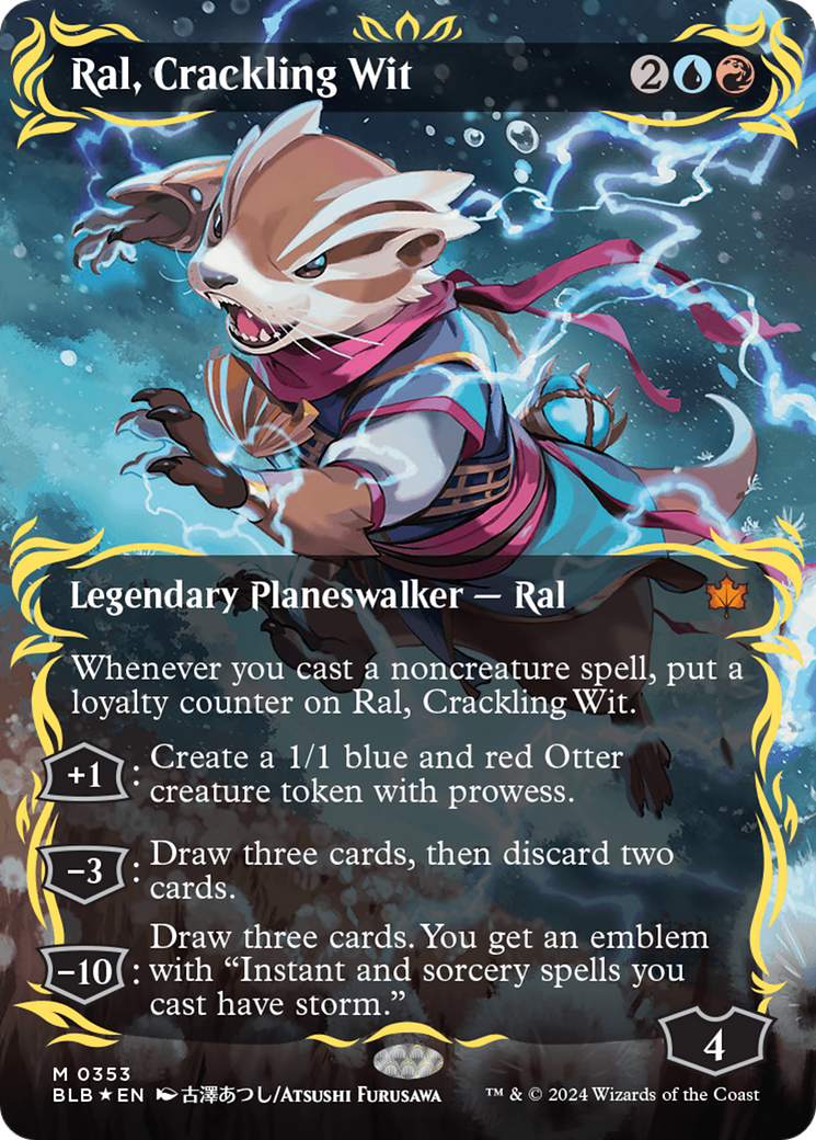 Ral, Crackling Wit (Borderless) (Raised Foil) [Bloomburrow] | GrognardGamesBatavia