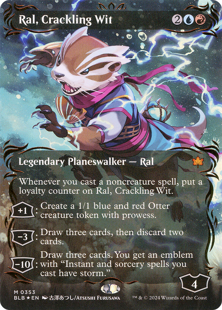 Ral, Crackling Wit (Borderless) (Raised Foil) [Bloomburrow] | GrognardGamesBatavia
