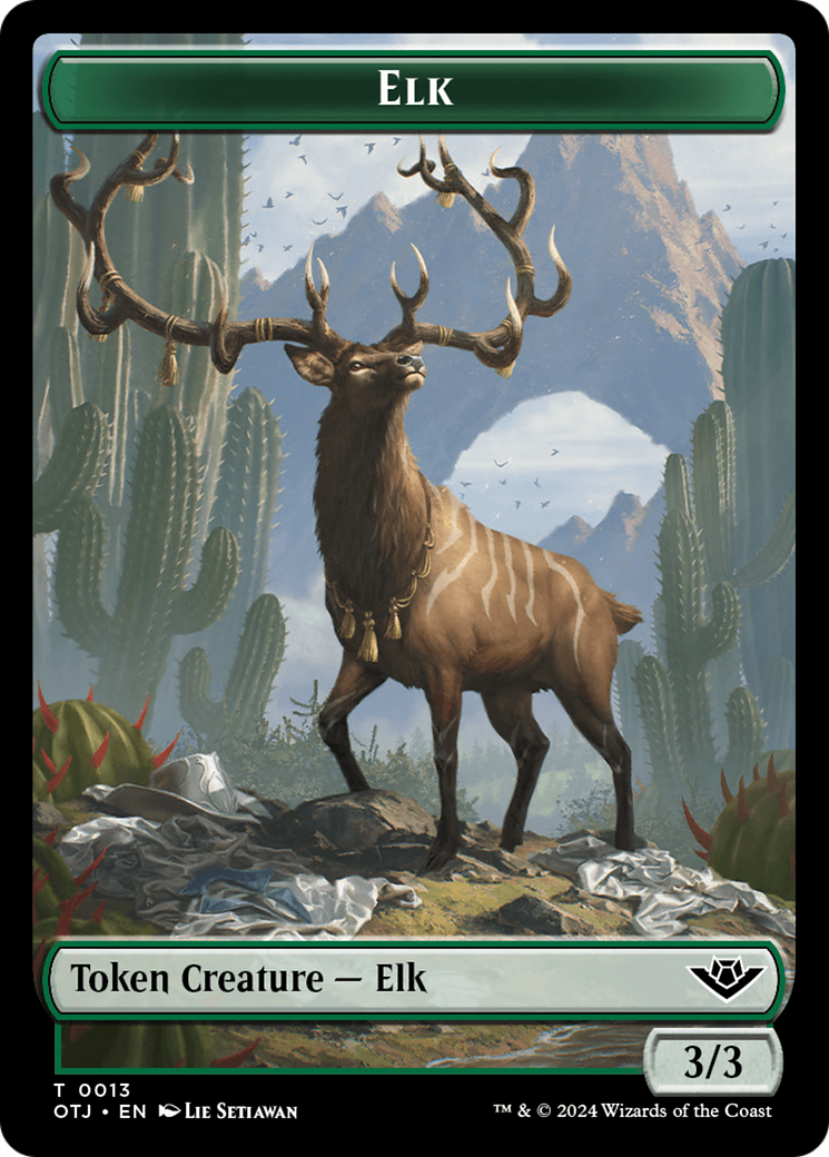 Treasure // Elk Double-Sided Token [Outlaws of Thunder Junction Tokens] | GrognardGamesBatavia