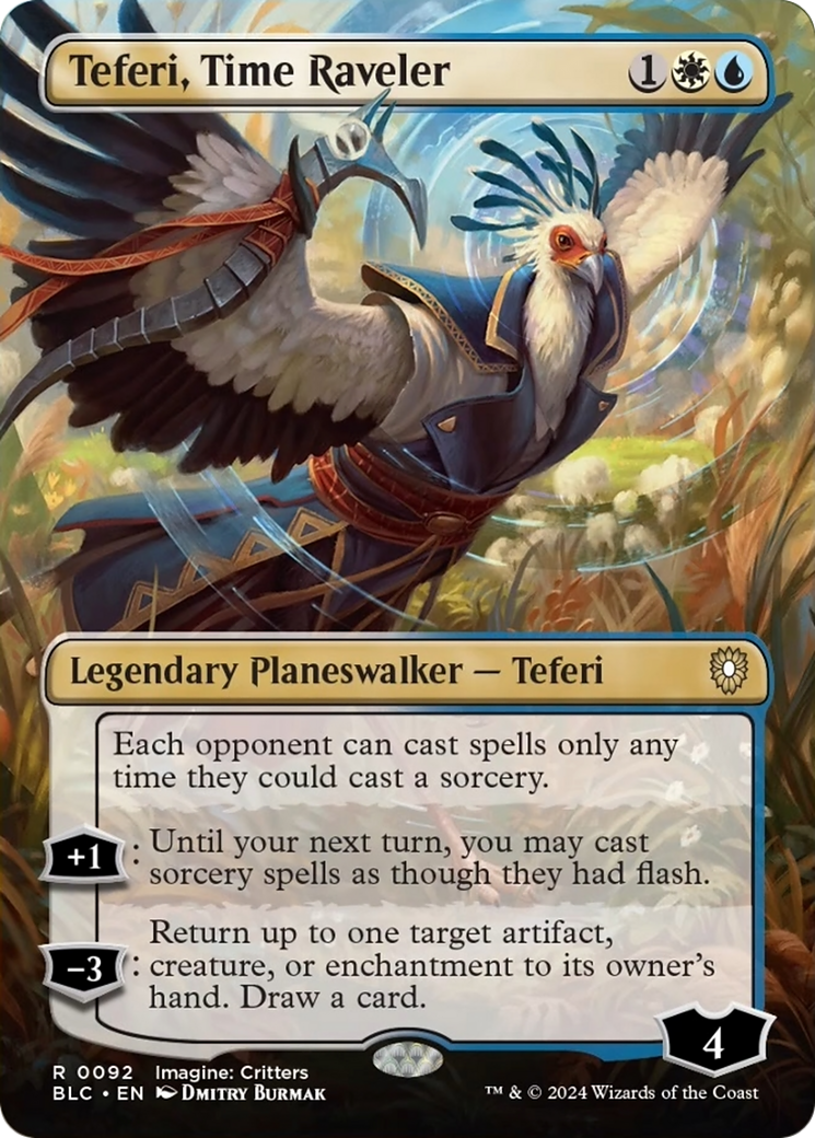 Teferi, Time Raveler (Borderless) [Bloomburrow Commander] | GrognardGamesBatavia