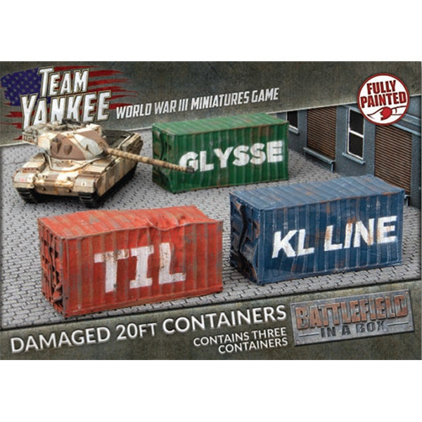 Battlefield in a Box: 20ft Storage Containers- Damaged (15mm scale) | GrognardGamesBatavia