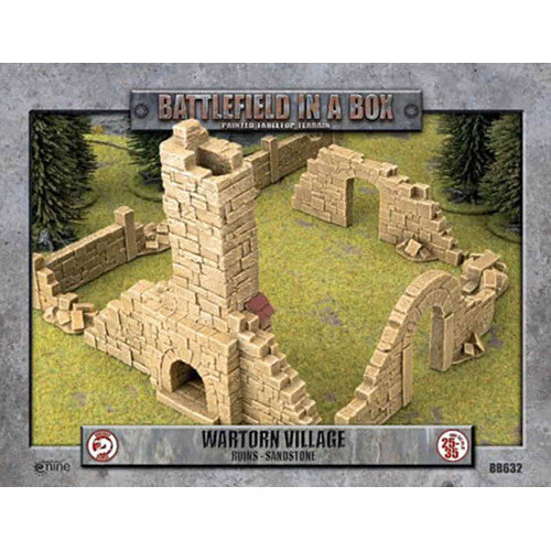 BB632 Battlefield In A Box Wartorn Village Ruins Sandstone | GrognardGamesBatavia