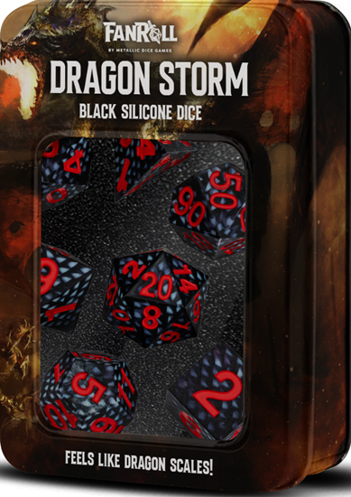Fanroll Dragon Storm Silicone Dice Set - Black Dragon Scales | GrognardGamesBatavia