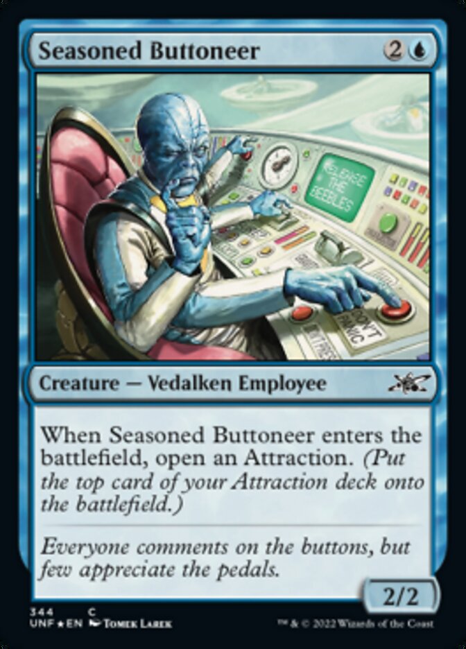 Seasoned Buttoneer (Galaxy Foil) [Unfinity] | GrognardGamesBatavia