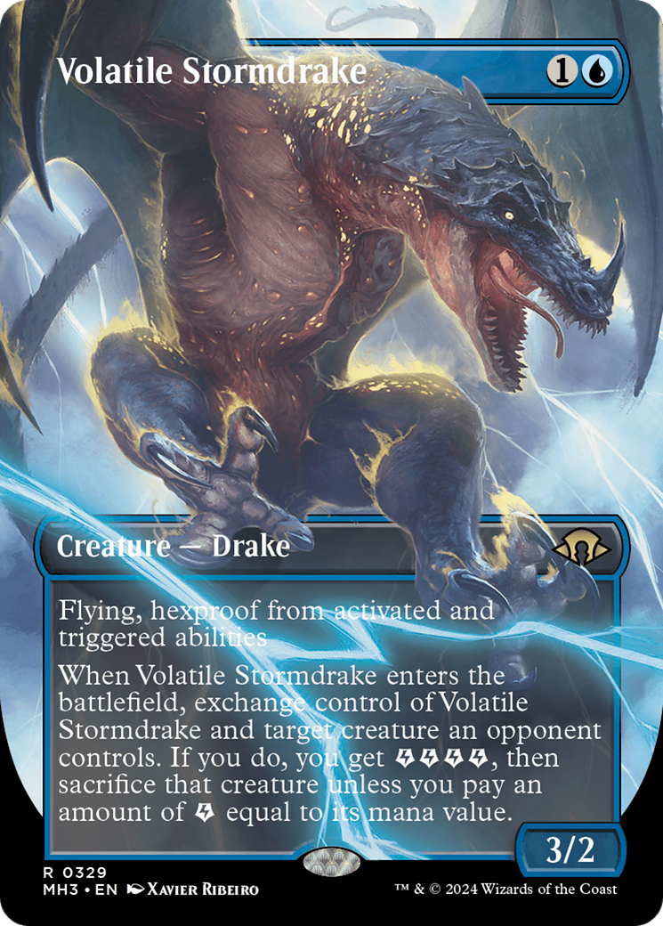 Volatile Stormdrake (Borderless) [Modern Horizons 3] | GrognardGamesBatavia