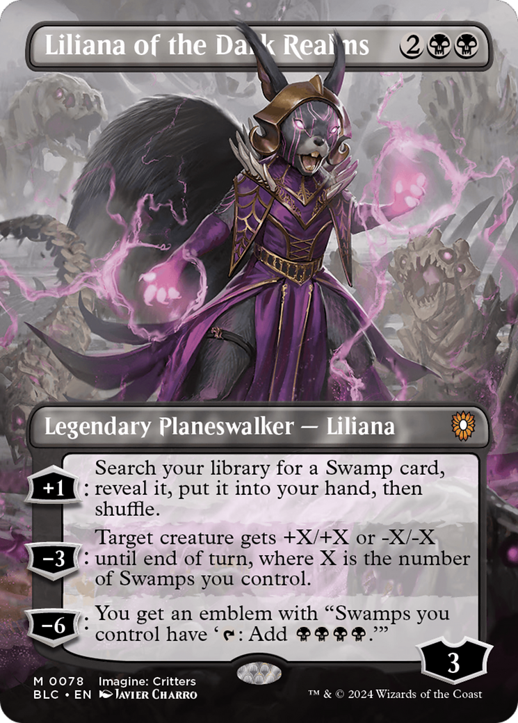 Liliana of the Dark Realms (Borderless) [Bloomburrow Commander] | GrognardGamesBatavia