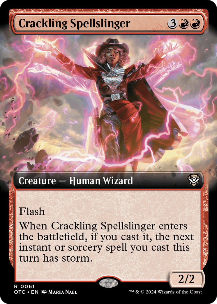 Crackling Spellslinger (Extended Art) [Outlaws of Thunder Junction Commander] | GrognardGamesBatavia