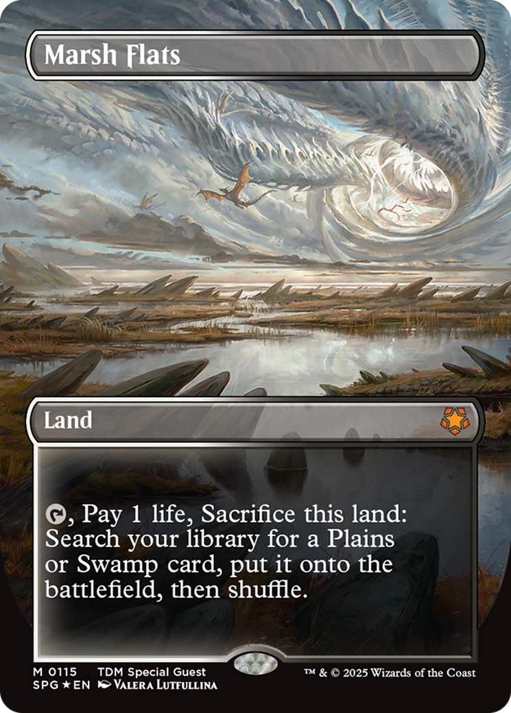 Marsh Flats (Borderless) (Dragonscale Foil) [Tarkir: Dragonstorm Special Guests] | GrognardGamesBatavia