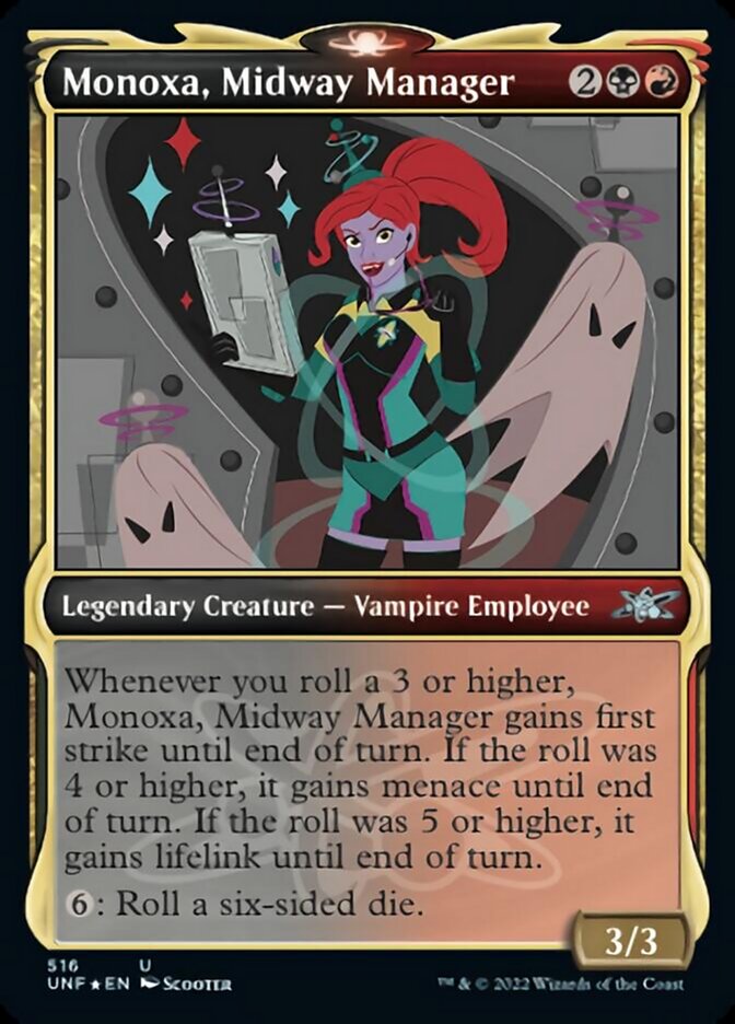 Monoxa, Midway Manager (Showcase) (Galaxy Foil) [Unfinity] | GrognardGamesBatavia