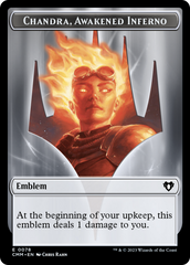 Chandra, Awakened Inferno Emblem // Wizard Double-Sided Token [Commander Masters Tokens] | GrognardGamesBatavia