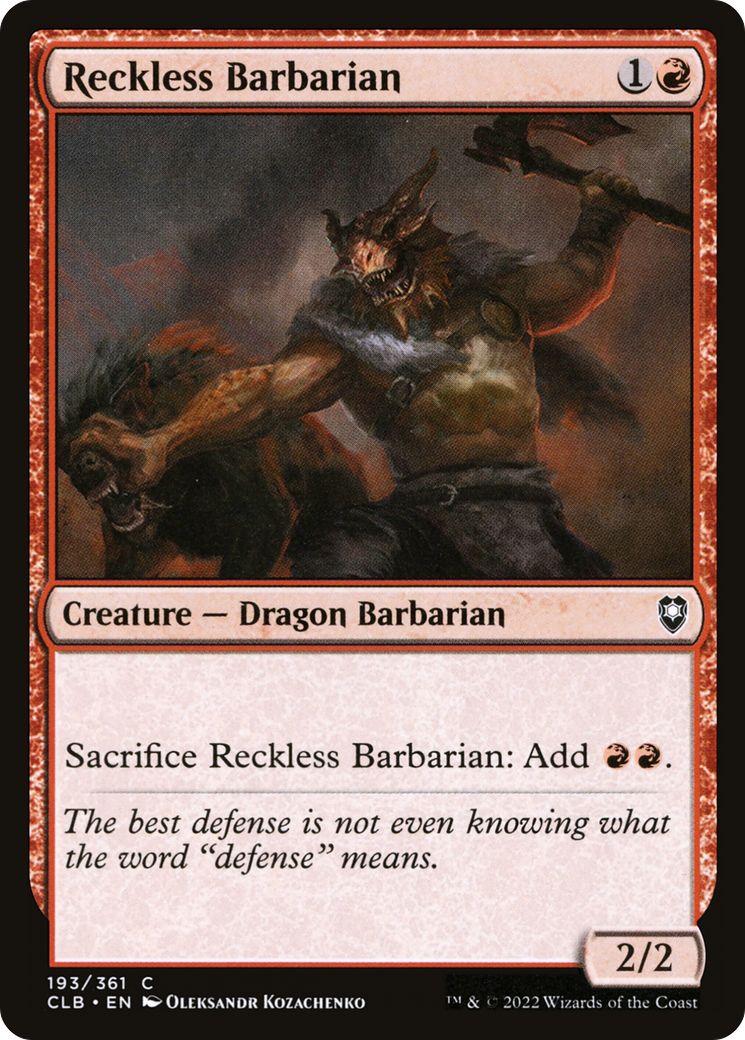 Reckless Barbarian [Commander Legends: Battle for Baldur's Gate] | GrognardGamesBatavia
