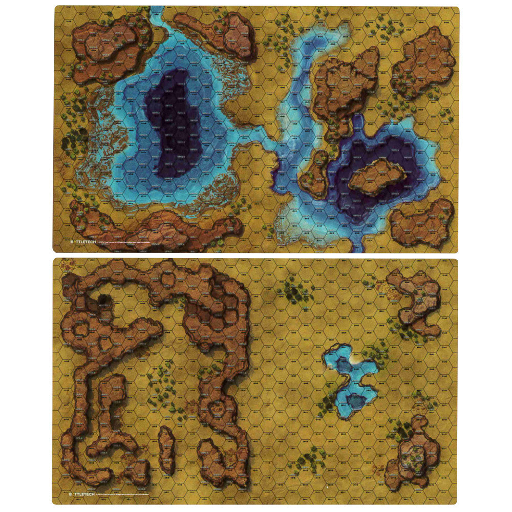 BattleTech BattleMat: Savannah - Large Lakes/Box Canyon Product #CAT35801A | GrognardGamesBatavia