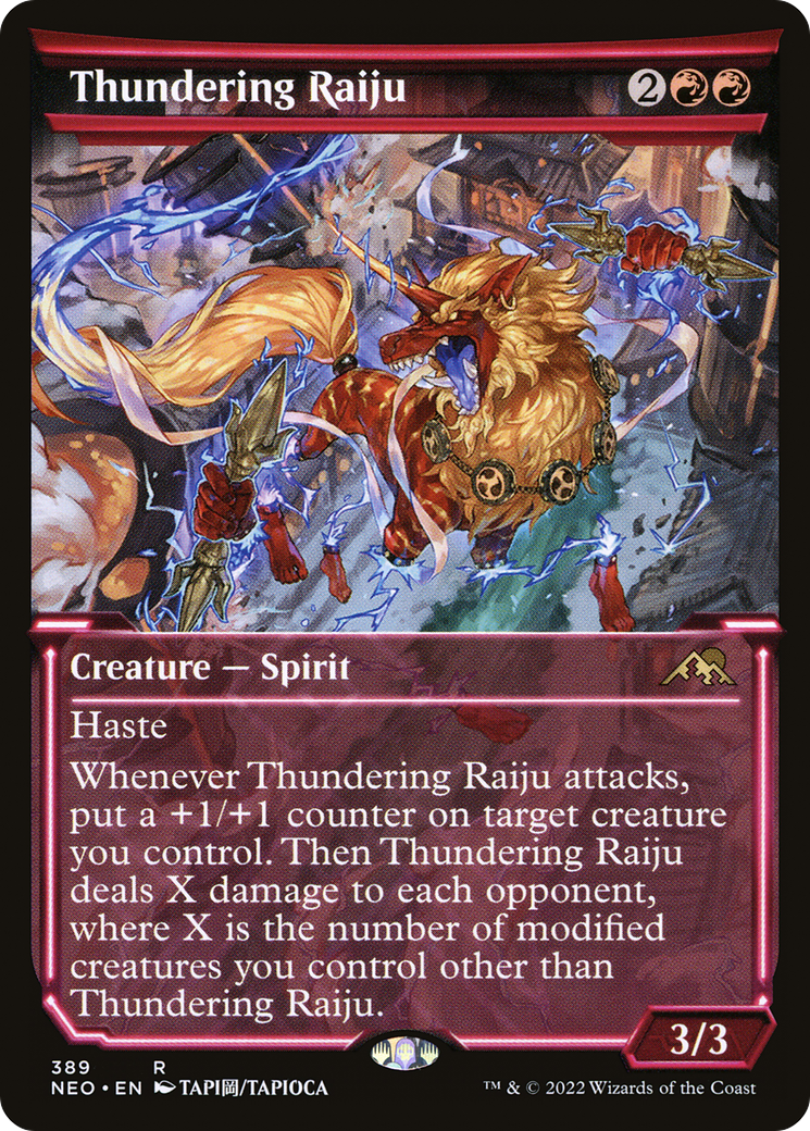 Thundering Raiju (Showcase Soft Glow) [Kamigawa: Neon Dynasty] | GrognardGamesBatavia