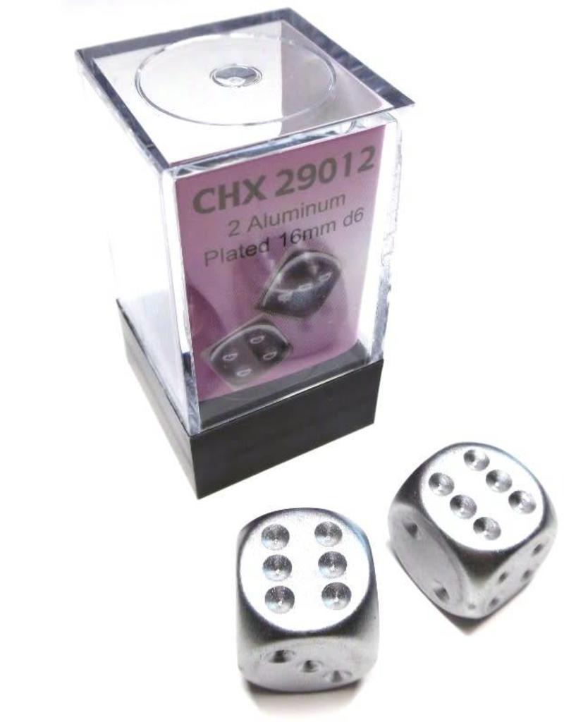 CHX 29012 Aluminum Metallic D6 16mm 2 Dice Set | GrognardGamesBatavia