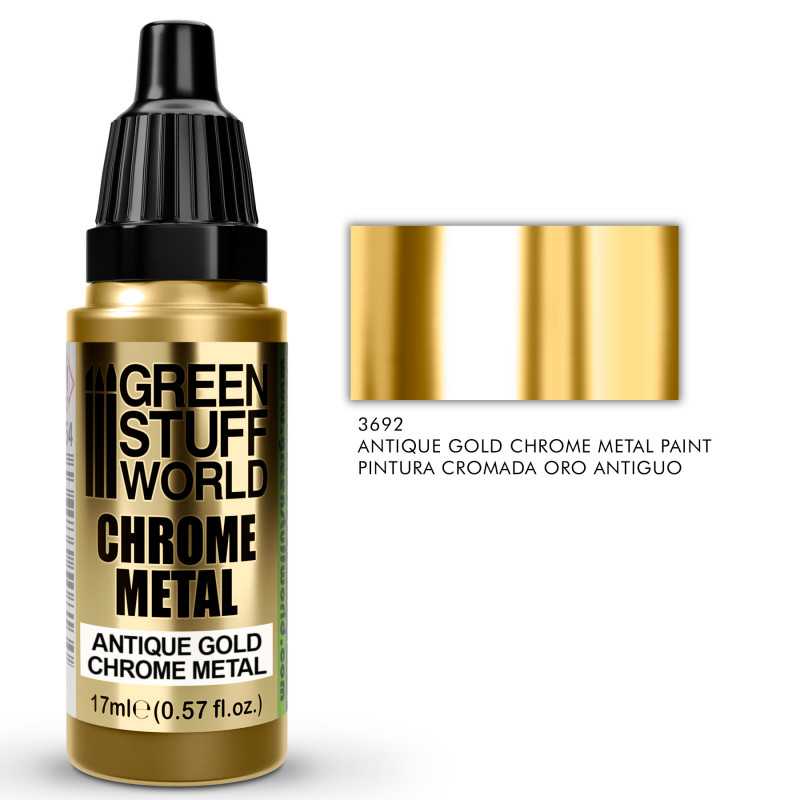 Green Stuff World: Chrome Paint Antique Gold 17ml | GrognardGamesBatavia