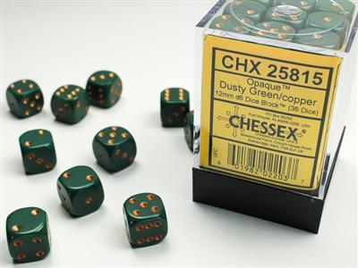 CHX25815 Opaque Dusty Green/Copper 36 D6 set | GrognardGamesBatavia