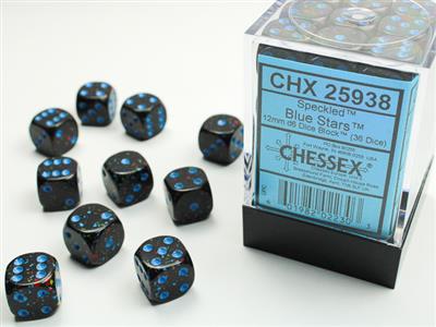 CHX25938 Speckled Blue Stars 36 D6 Set | GrognardGamesBatavia