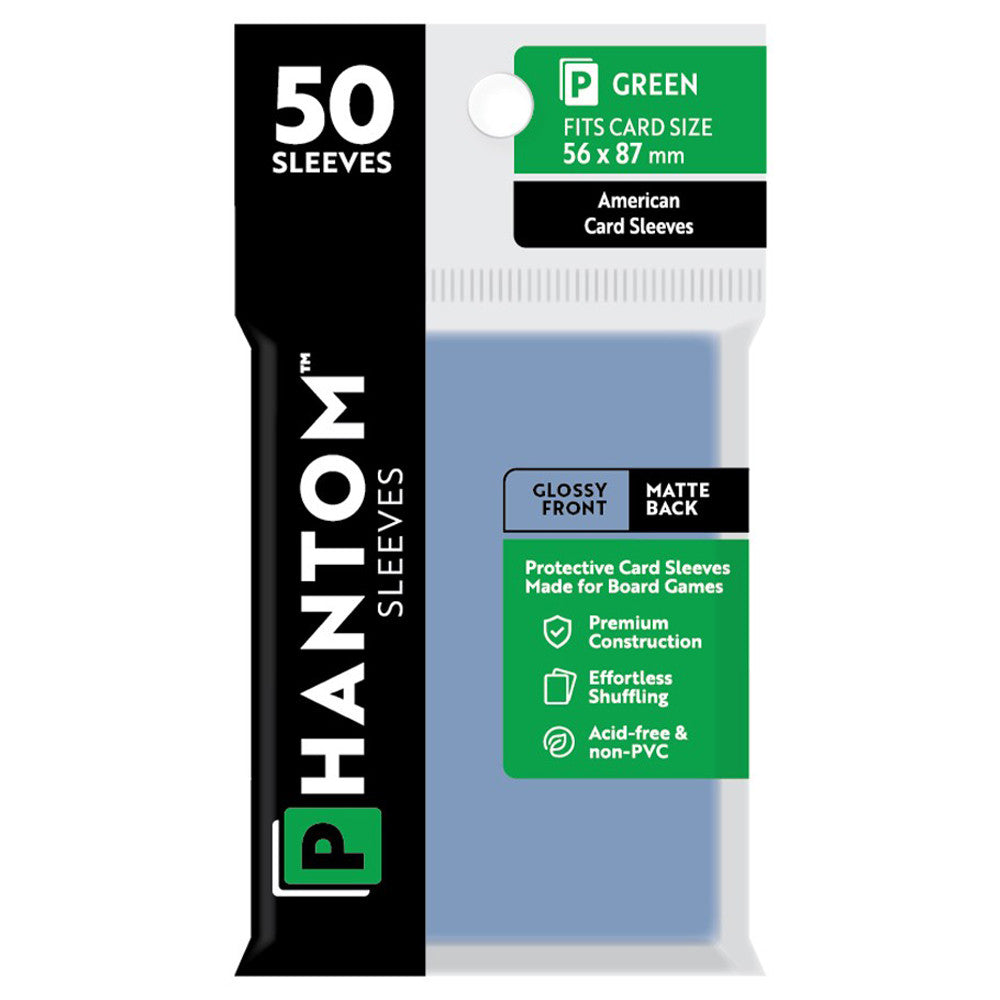 Phantom Sleeves - Size Color Code Green ( Glossy Front/Matte Back) | GrognardGamesBatavia