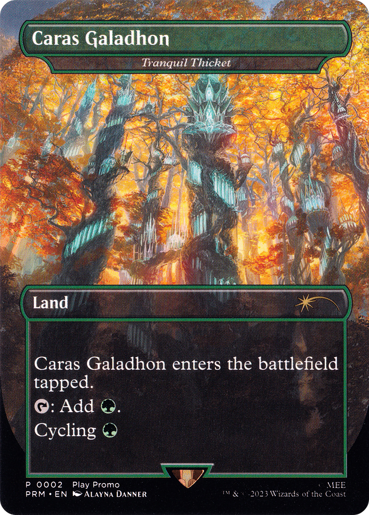 Tranquil Thicket - Caras Galadhon (Borderless) [Wizards Play Network 2023] | GrognardGamesBatavia