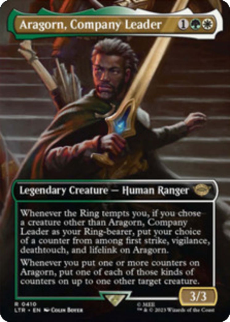 Aragorn, Company Leader (Borderless Alternate Art) [The Lord of the Rings: Tales of Middle-Earth] | GrognardGamesBatavia