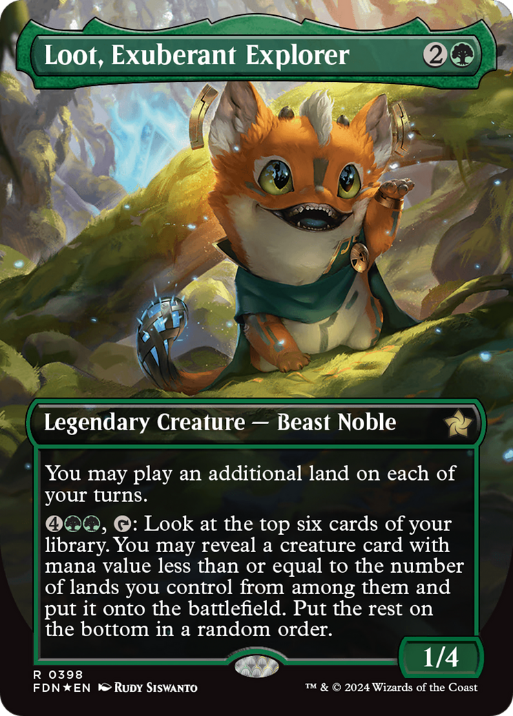 Loot, Exuberant Explorer (Borderless) (Mana Foil) [Foundations] | GrognardGamesBatavia