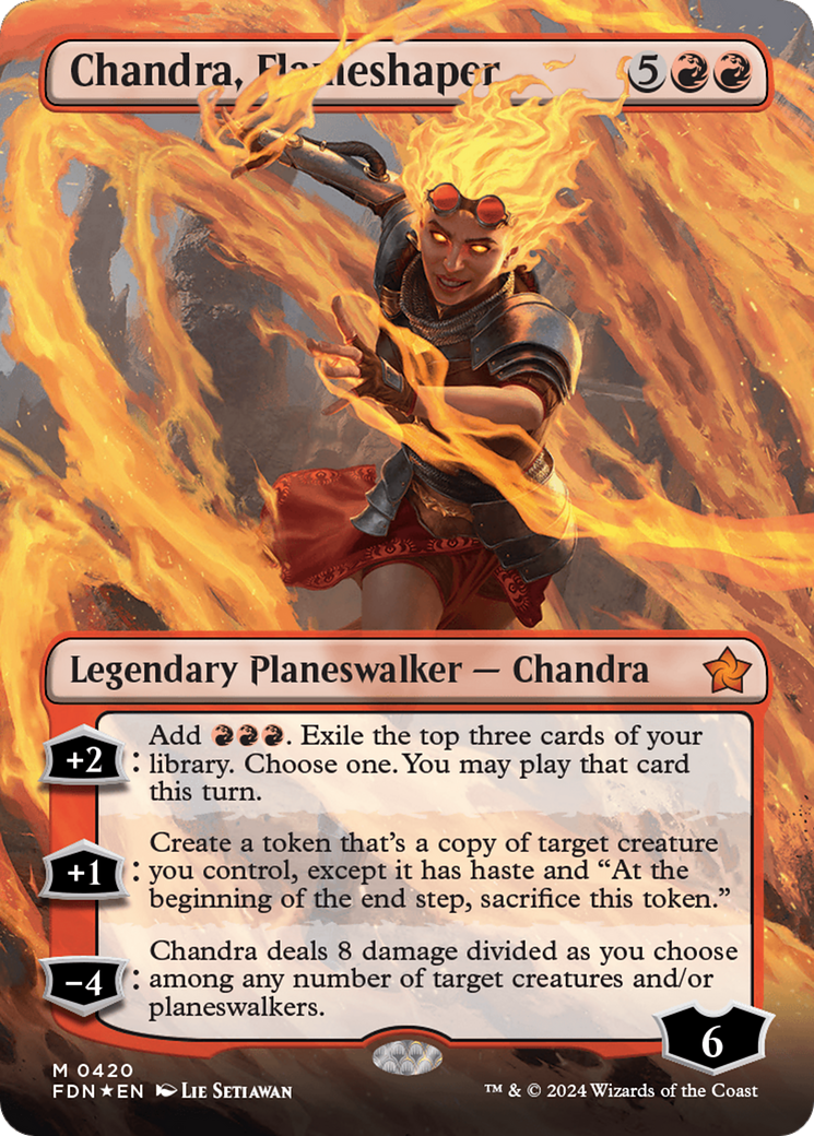 Chandra, Flameshaper (Borderless) (Mana Foil) [Foundations] | GrognardGamesBatavia