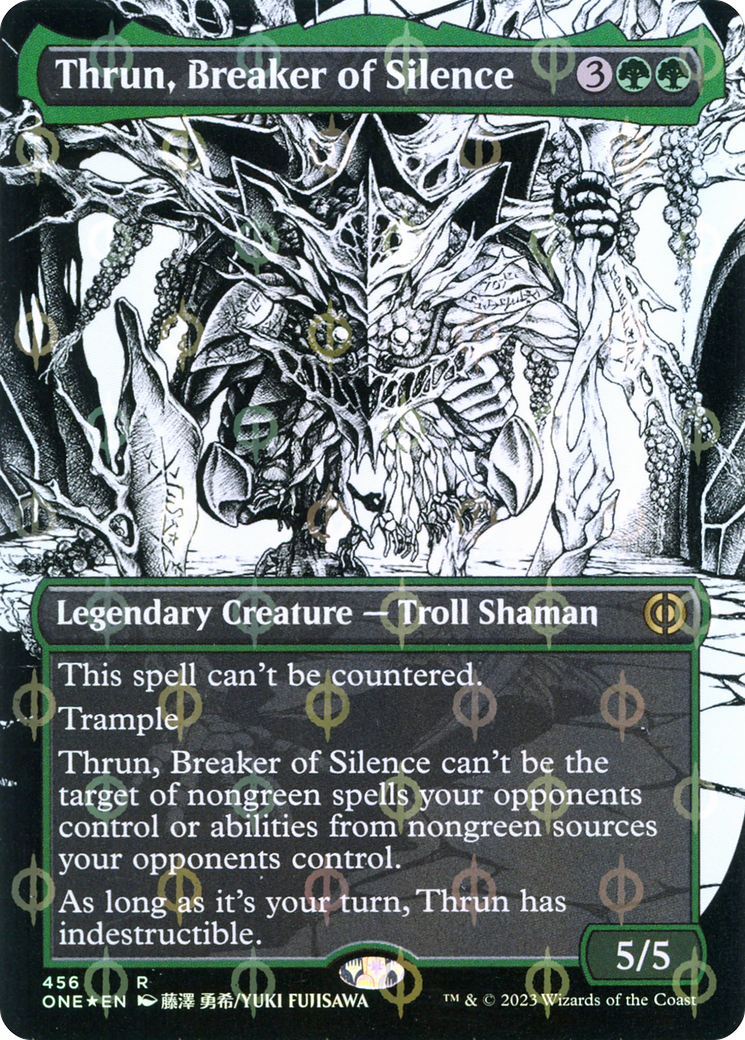 Thrun, Breaker of Silence (Borderless Manga Step-and-Compleat Foil) [Phyrexia: All Will Be One] | GrognardGamesBatavia