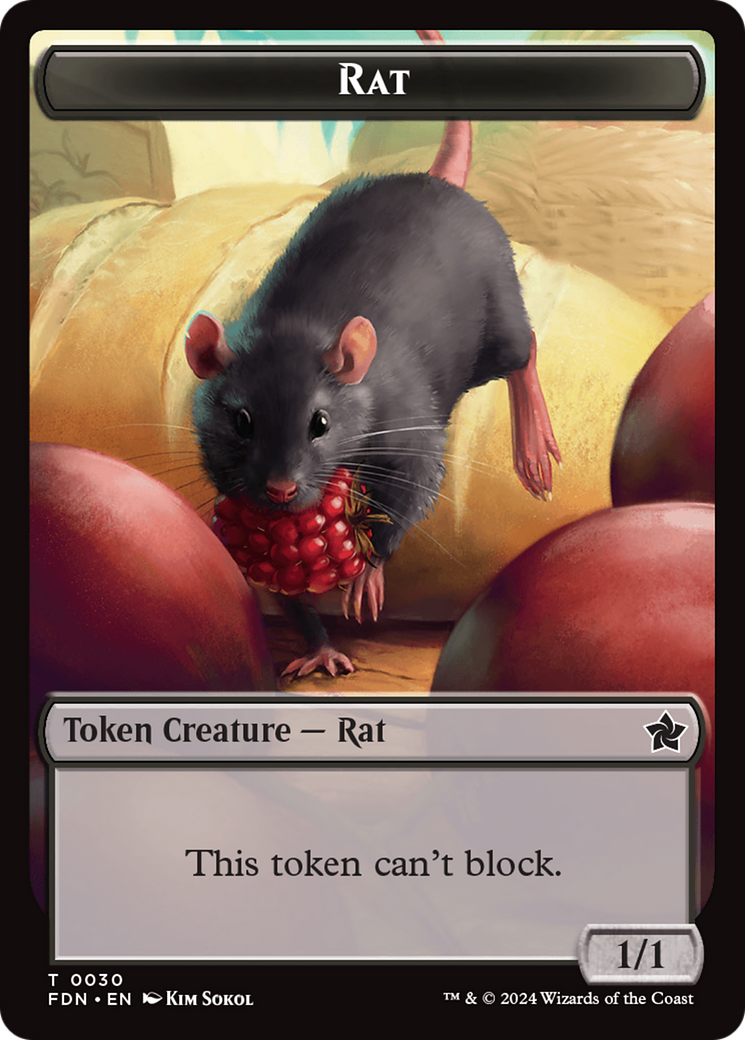 Elf Warrior // Rat (0030) Double-Sided Token [Foundations Tokens] | GrognardGamesBatavia